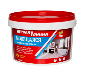 Краска акриловая моющаяся 7кг Первая линия