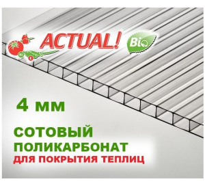 Поликарбонат сотовый парозрачный 4мм 2,1*6м Актуаль Био 0,6 г.Казань ***