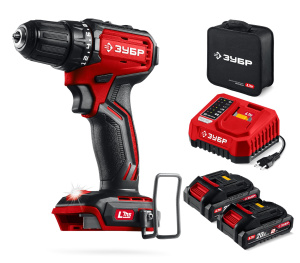 Дрель-шуруповерт ЗУБР 20В, 45Н.м, 2 АКБ бесщеточная (сумка)