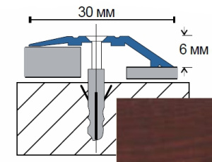 Порог-стык П19.1 разноуровневый 900мм Красное дерево