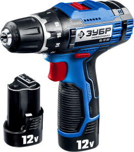Дрель-шуруповерт ЗУБР Проф. 12В, 40Н.м, 2 АКБ, Led фонарь (кейс)