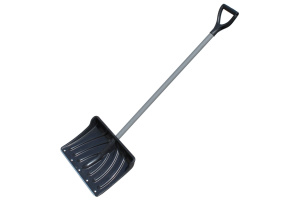 Лопата снегоуб. Крепыш 465*340 пластик с планкой с алюм. черенком 