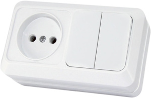 Блок комбинир. наружный Ладога  выключатель 1кл.+розетка 1 местн. без заземления